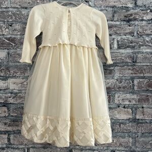 Cinderella Cream Formal Kids Dress/pearl accents & matching sweater NWOT